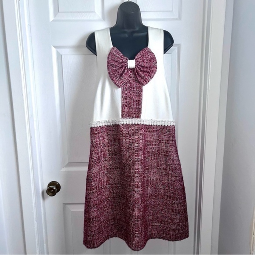 Rinascimento Dress Bow midi Women Medium red white chic sleeveless